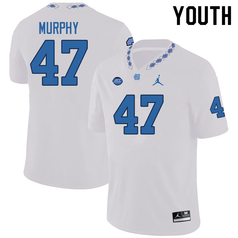 Youth #47 CJ Murphy North Carolina Tar Heels College Football Jerseys Sale-White